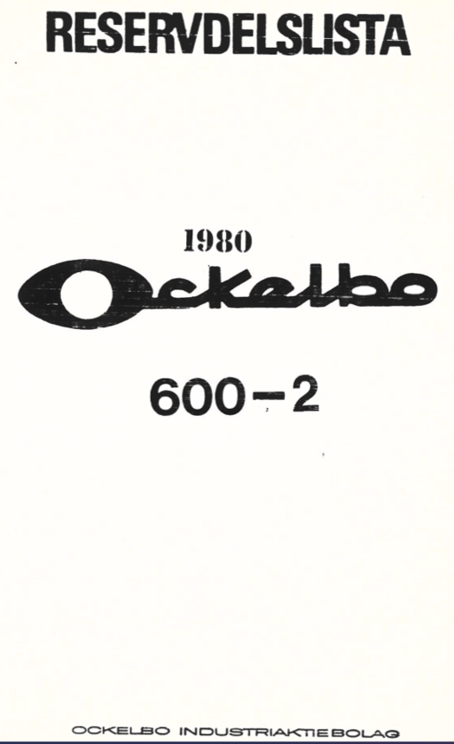 Reservdels lista Ockelbo 600-2 1980