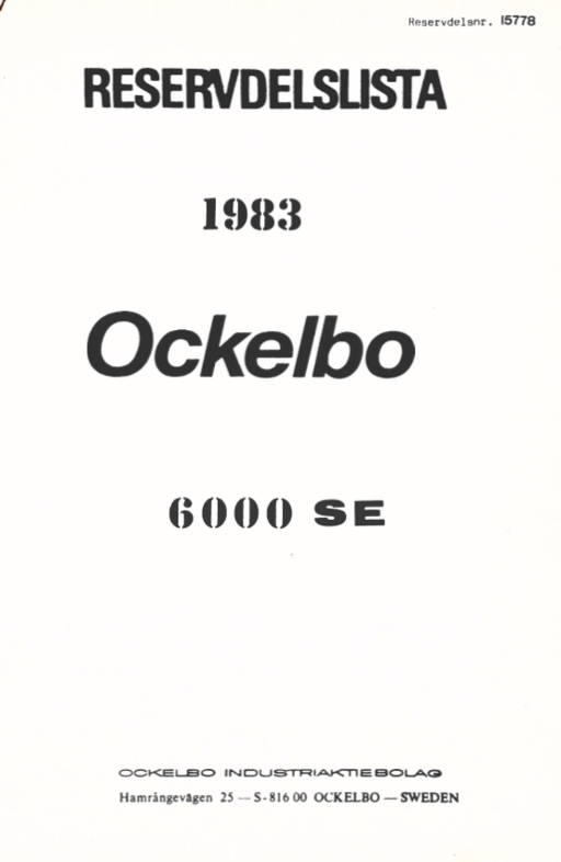 Ockelbo 6000 SE reservdels lista