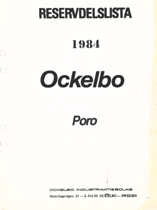 Reservdelslista Ockelbo Poro1984